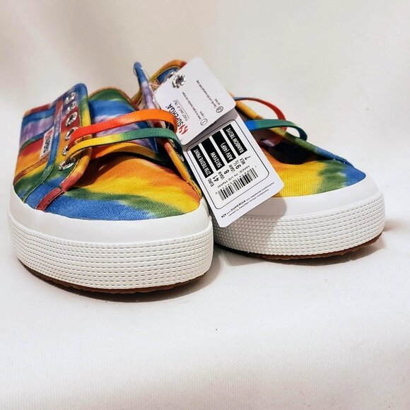 SUPERGA New Slide-On Sneakers Tie-Dye Multi-Color Rainbow Vivid Fun Artsy Bright - Picture 6 of 8